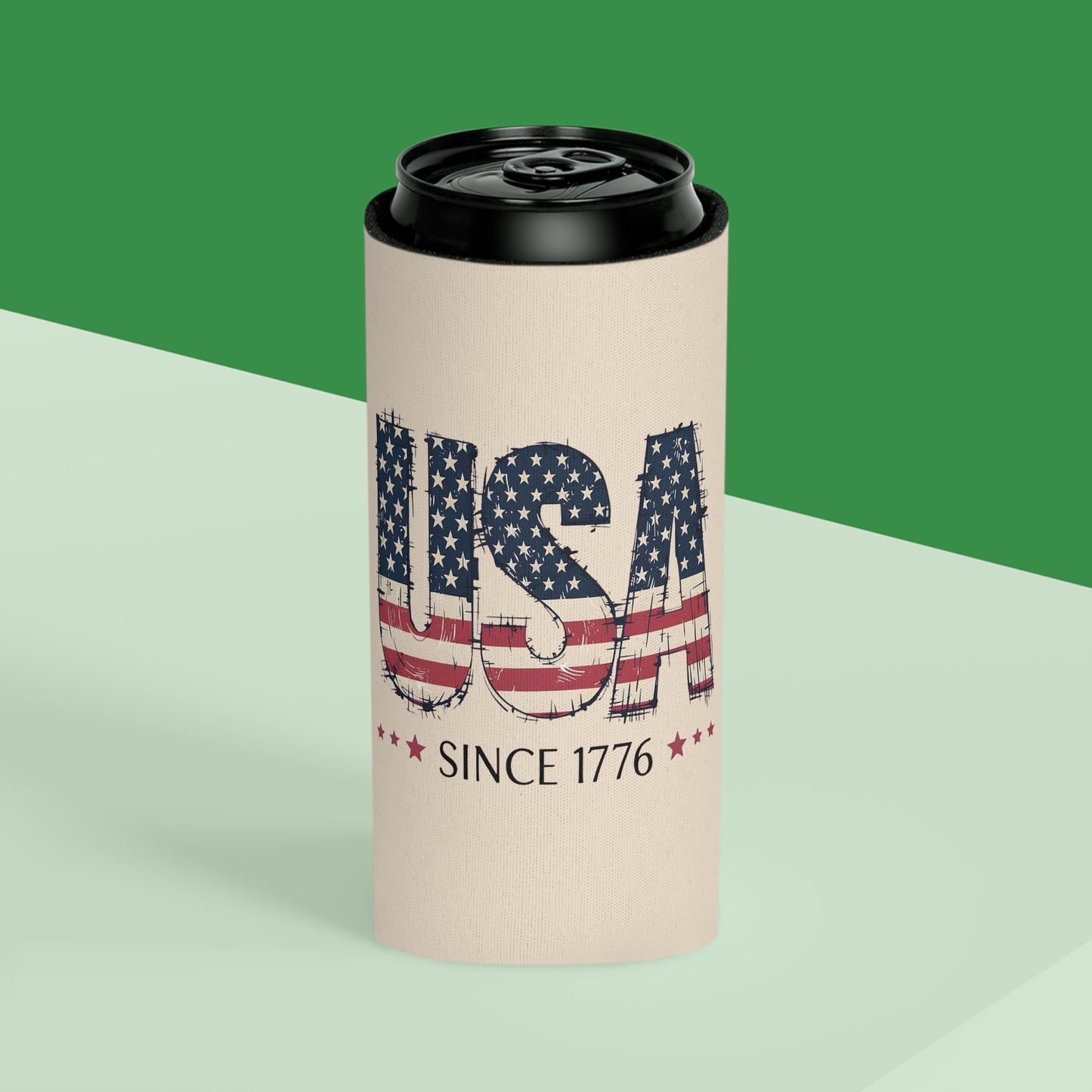#250 USA Flag "USA Since 1776" Patriotic Can Cooler - Beverage Koozie