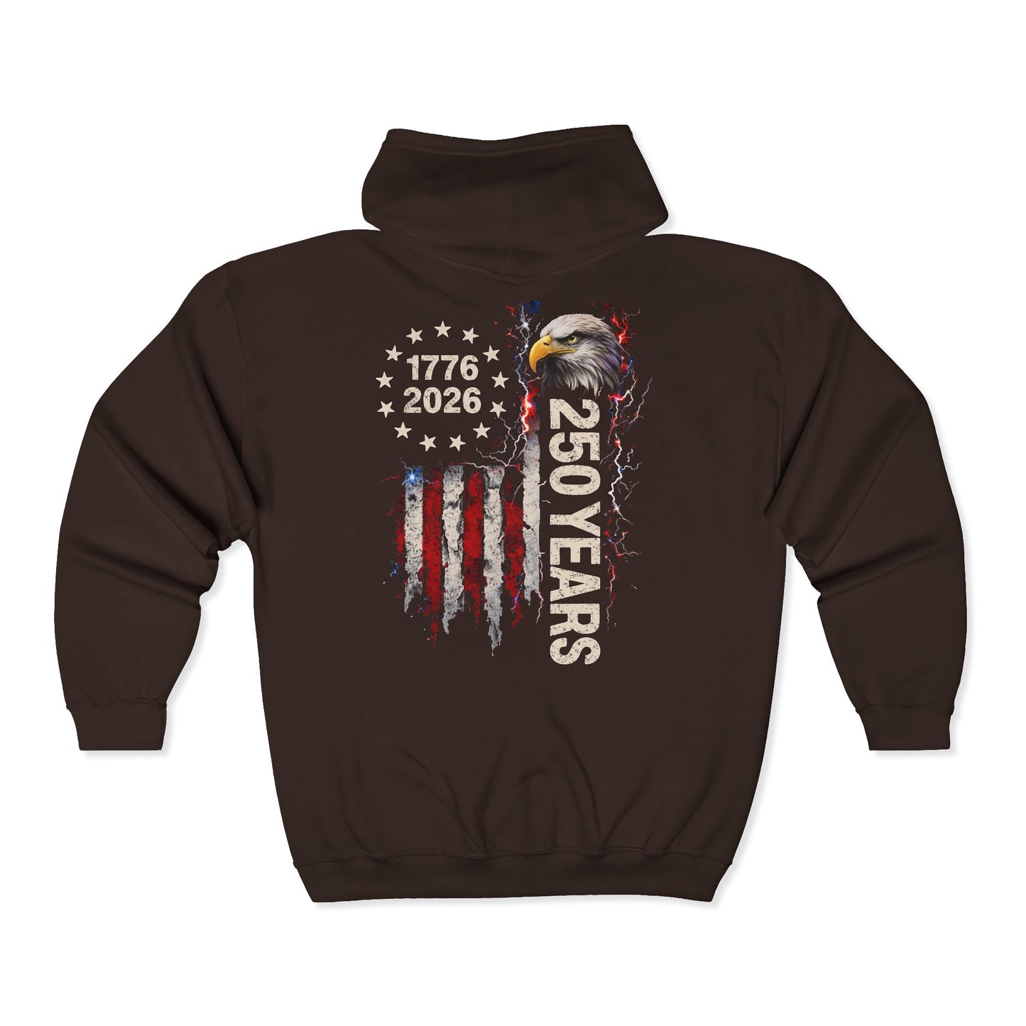 #250 1776-2026 250 Years USA Bicentennial Eagle Zip Hoodie
