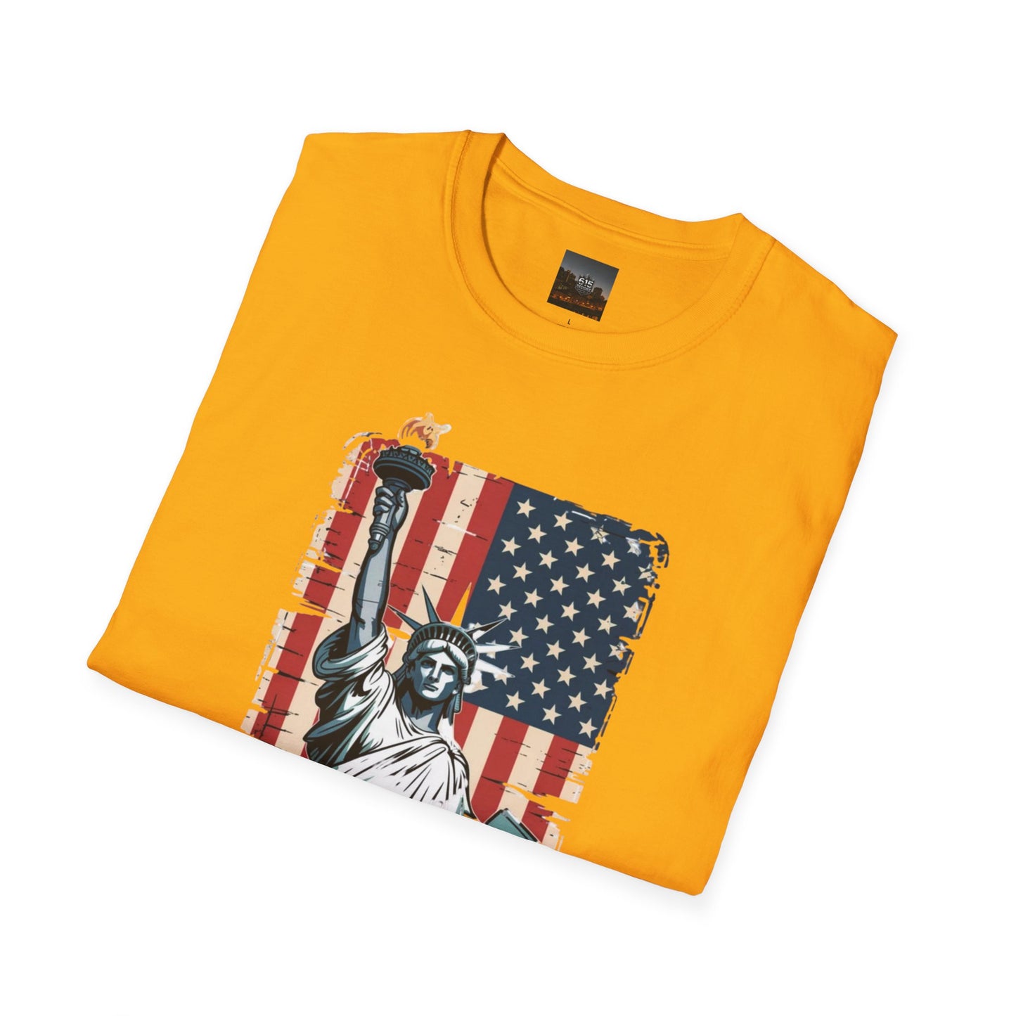 #250 Statue of Liberty American Flag 'America' Patriotic Independence Day T‑Shirt