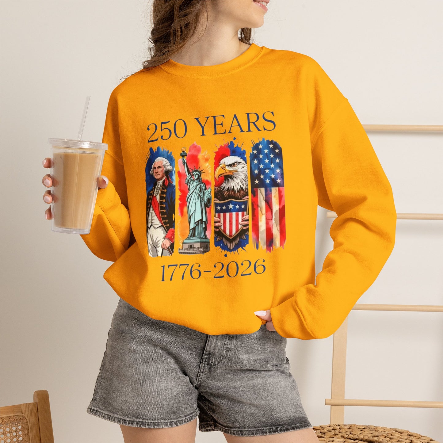 #250 250 Years American History Celebration 1776–2026 Patriotic Crewneck Sweatshirt