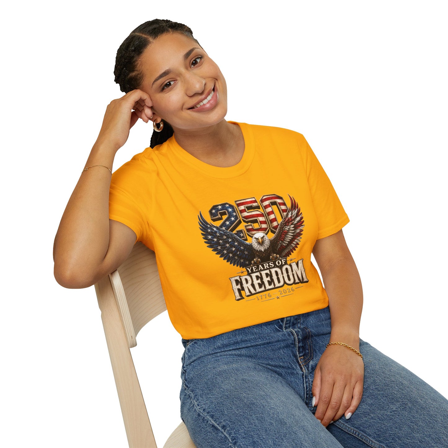 #250 250 Years of Freedom Eagle Patriotic American Flag Anniversary (1776–2026) T-Shirt