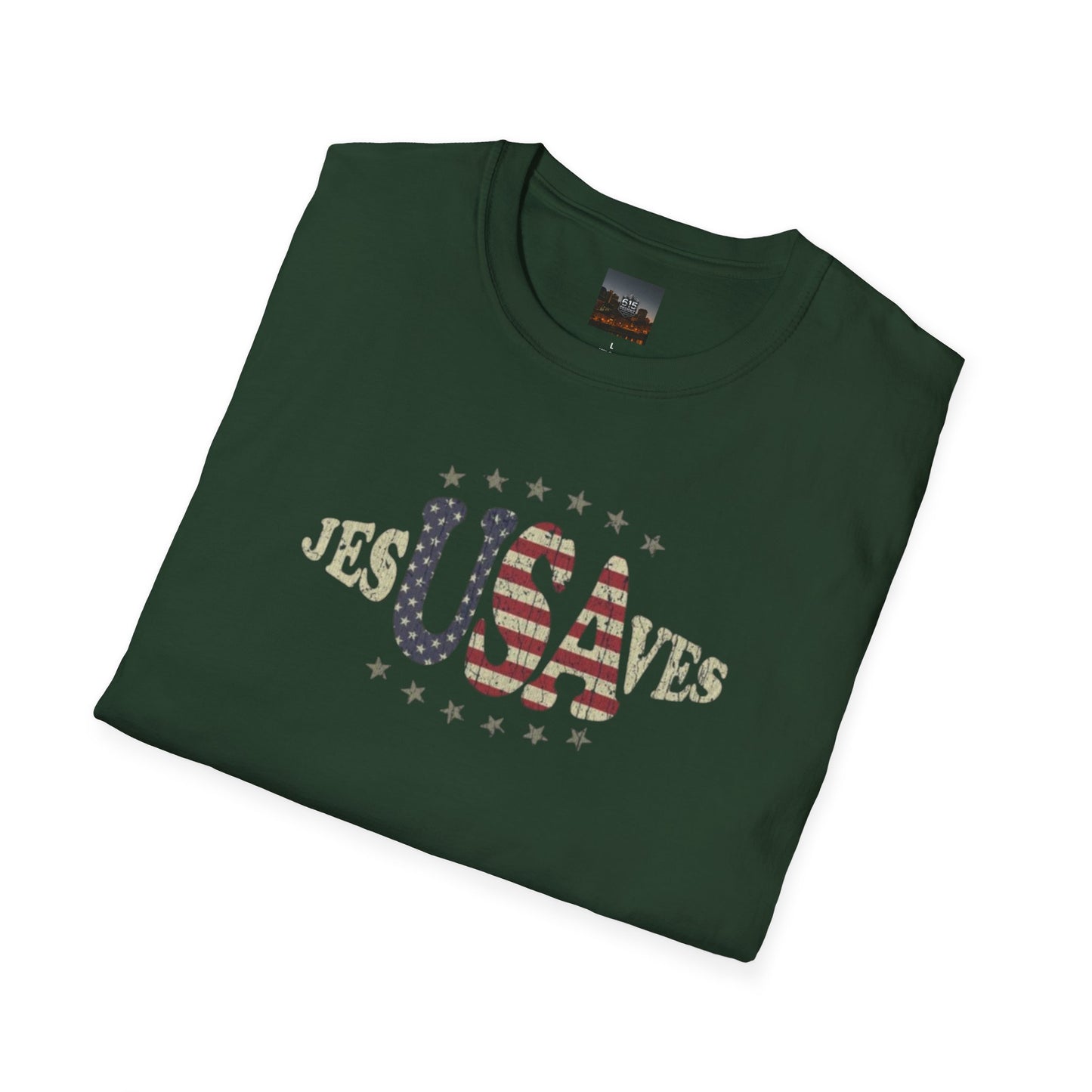 JesUSAves Patriotic T-Shirt — American Flag Christian Faith Tee