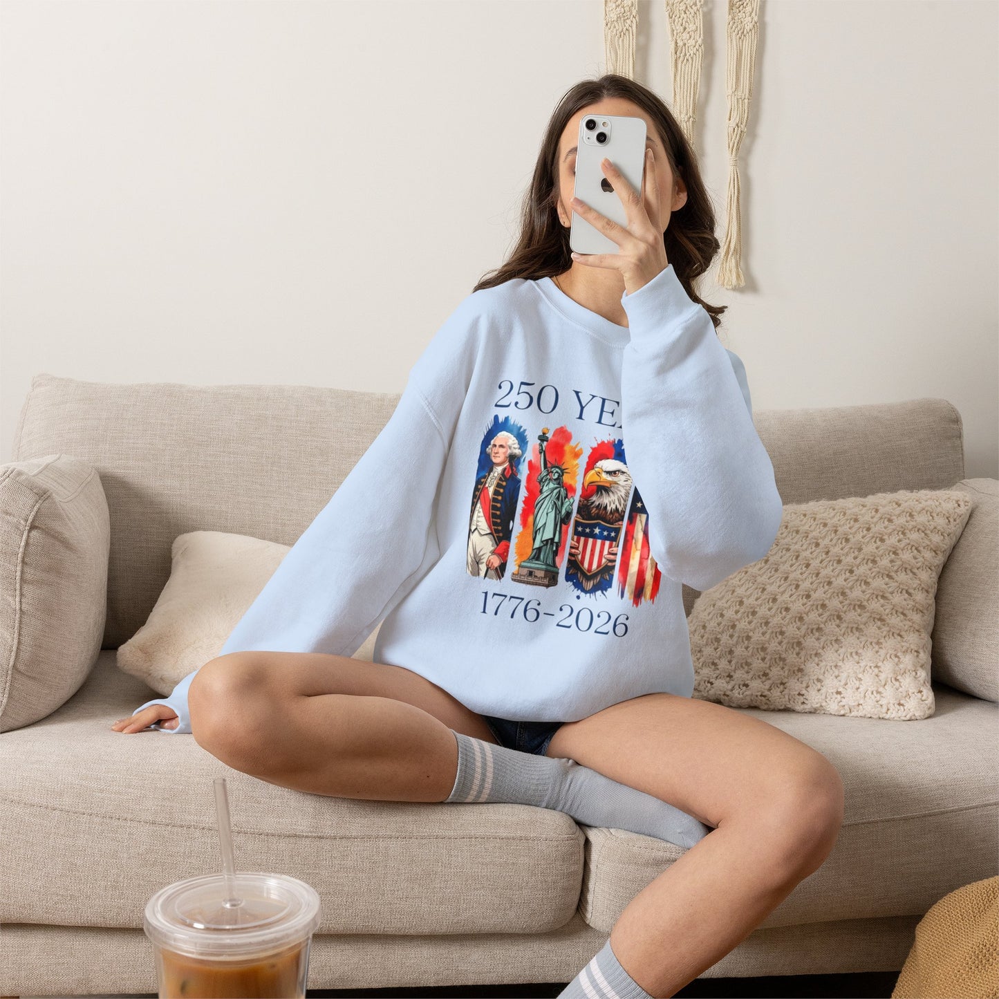 #250 250 Years American History Celebration 1776–2026 Patriotic Crewneck Sweatshirt