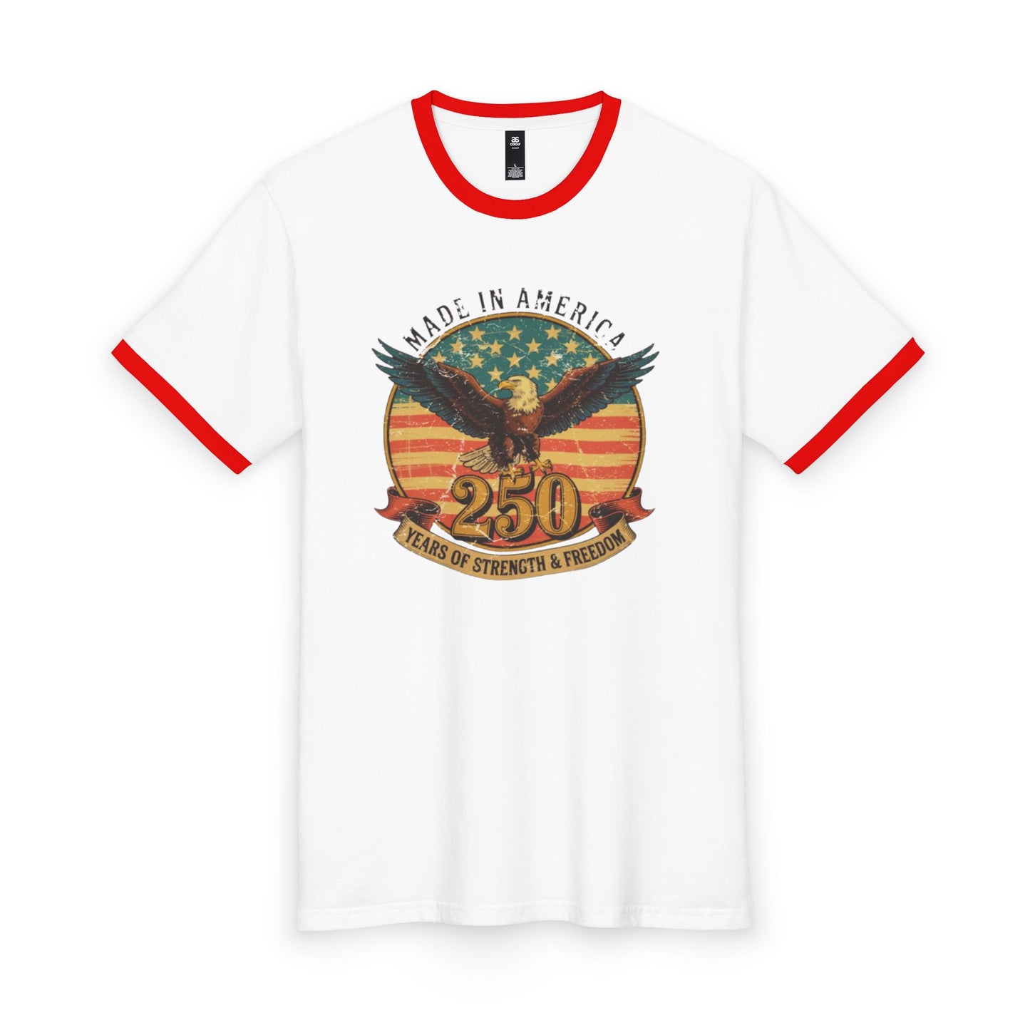 #250 Made in America Eagle 250th Anniversary Patriotic Ringer Tee