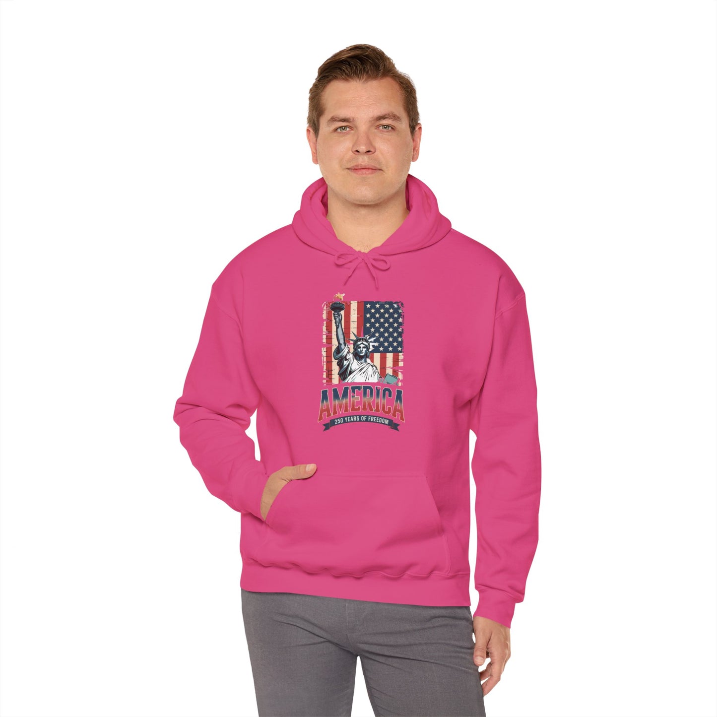 #250 Statue of Liberty American Flag 'America' Patriotic Independence Day Hoodie