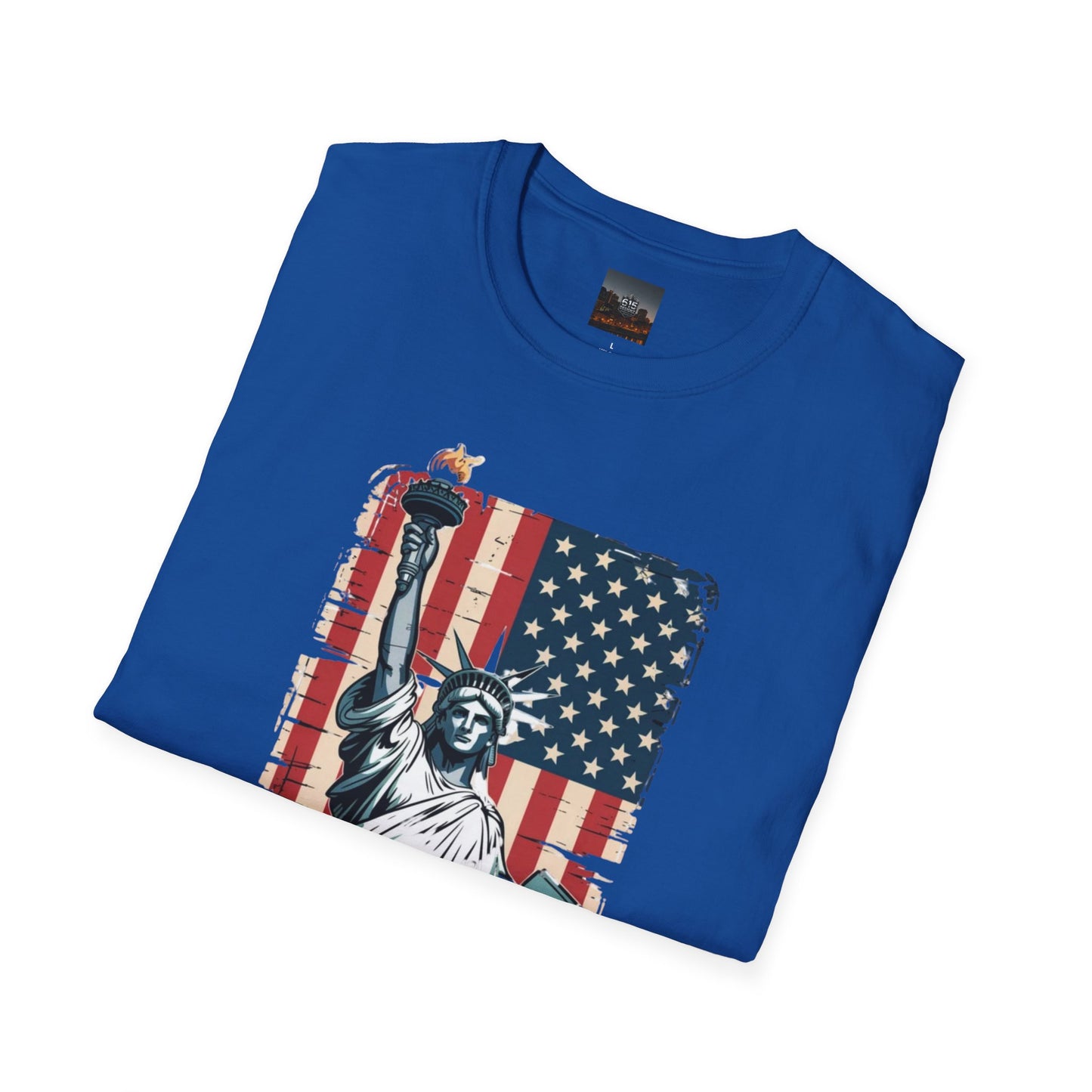 #250 Statue of Liberty American Flag 'America' Patriotic Independence Day T‑Shirt