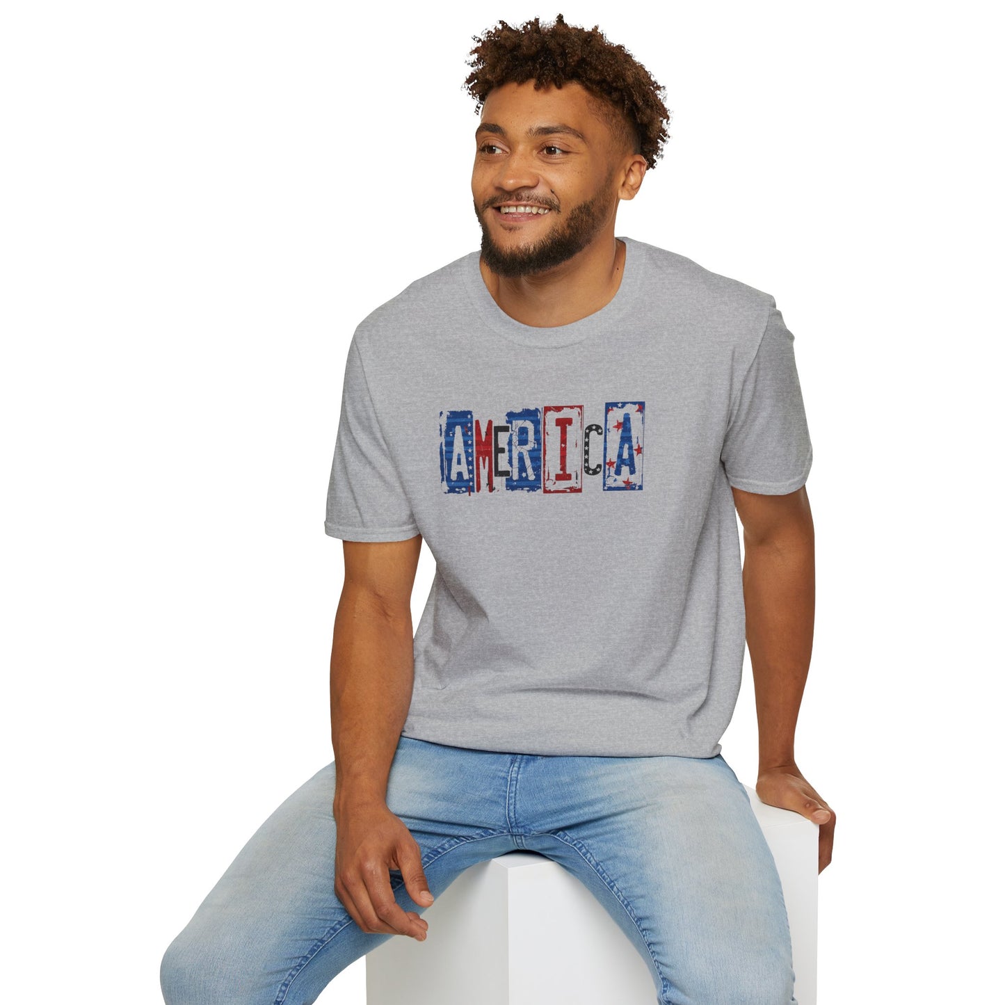 #250 America Retro Block Text Patriotic T-Shirt