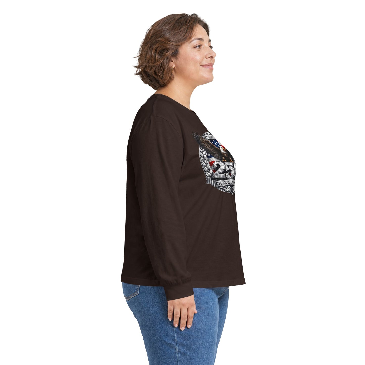 #250 Patriotic Bald Eagle 250 United States Emblem Long Sleeve Tee