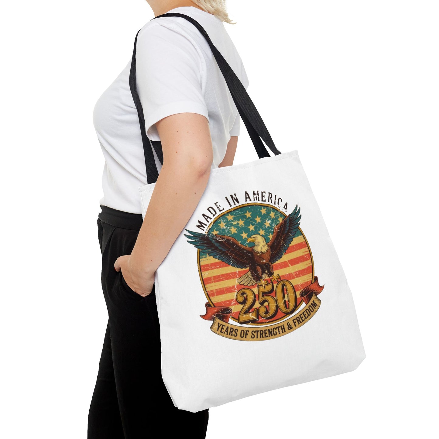 #250 Made in America Eagle 250th Anniversary Patriotic Tote Bag