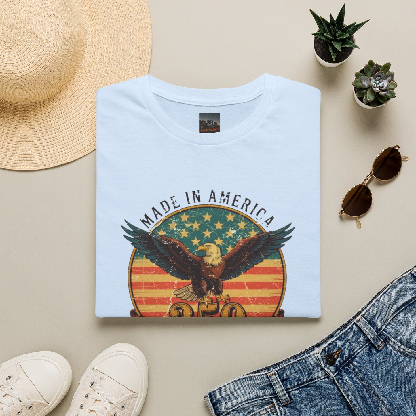 #250 Made in America Eagle 250th Anniversary Patriotic T-Shirt