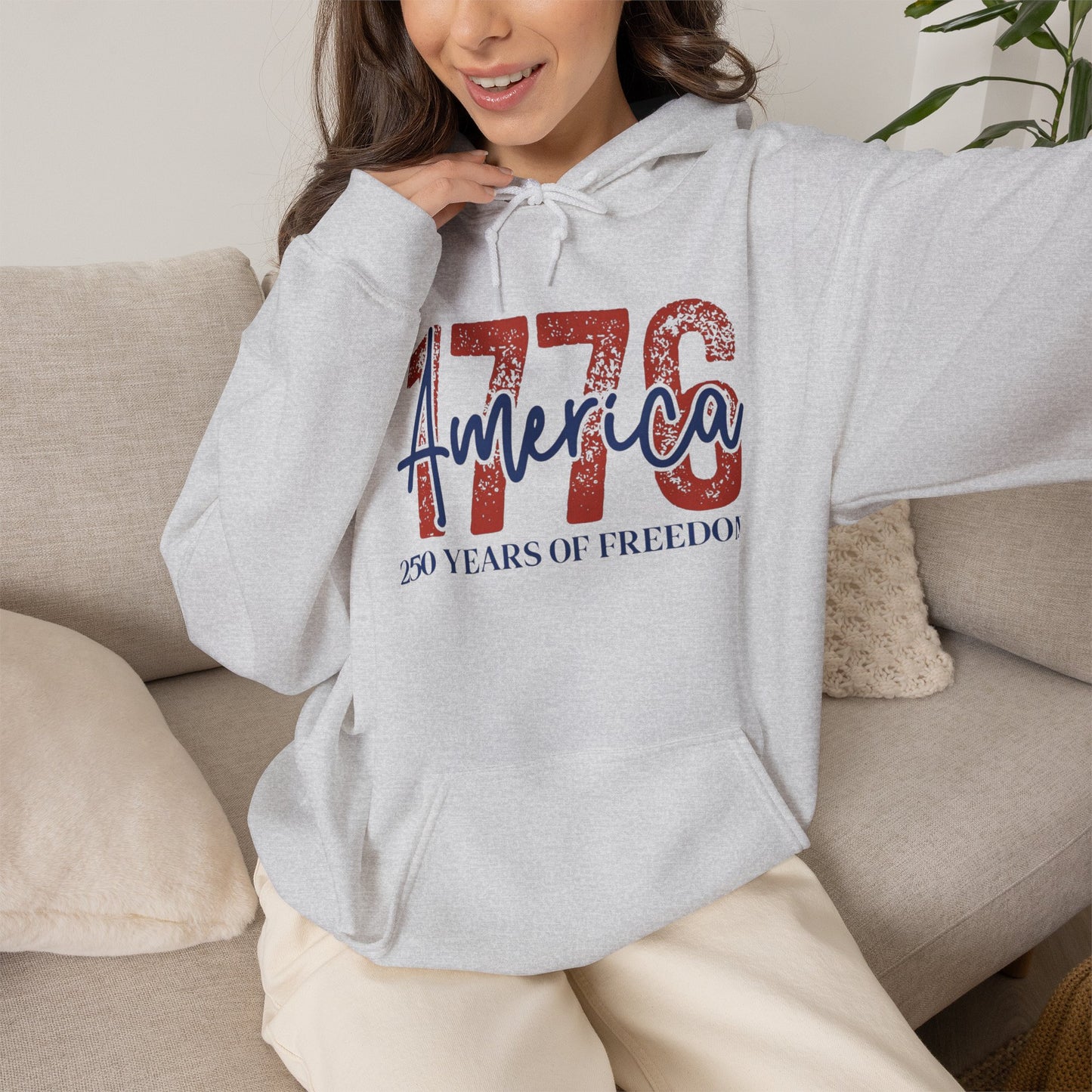 #250 1776 America: 250 Years of Freedom' Patriotic Independence Day Hoodie
