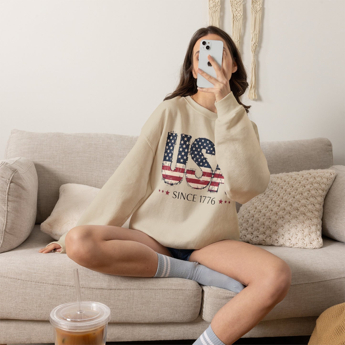 #250 USA Flag "USA Since 1776" Patriotic Crewneck Sweatshirt